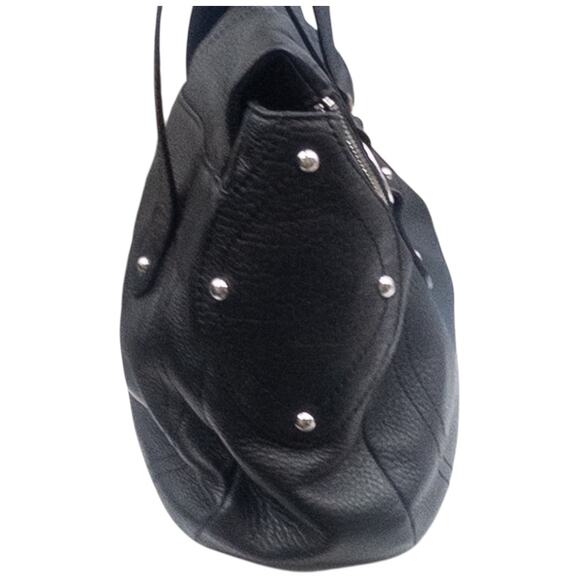 B Makowsky Black Leather Shoulder Bag Foldover Tote BM40415M - Picture 8 of 13